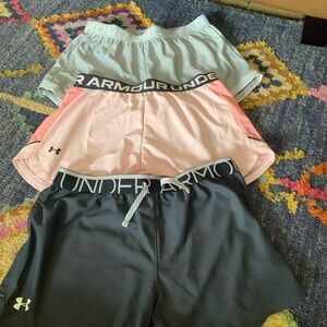 Under Armour Shorts Trio in Black, Pink, and Gray